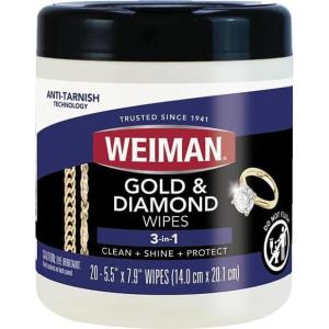 imageWEIMAN Gold ampamp Diamond 3in1 Wipes  The Premium Jewelry Cleaner Removes Tarnish and Dirt Restores ampamp Protect Sparkle and Shine EasytoUse Wipes Safe for Silver Platinum Gemstone Titanium
