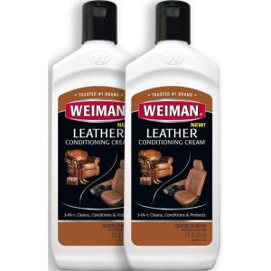 imageWeiman 3 in 1 Deep Leather Cleaner ampamp Conditioner Cream  Restores Leather Surfaces  Use on Leather Furniture Car Seats Shoes Bags Jackets Saddles8 Fl Oz Pack of 2