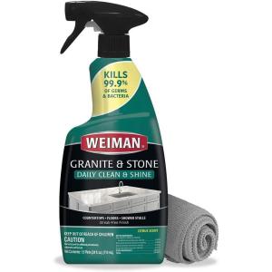 imageWeiman Disinfectant Granite Cleaner and Polish With Microfiber Cloth  Safely Clean Disinfect and Shine Granite Marble Soapstone Quartz Quartzite Slate Limestone Corian Laminate Tile Countertop