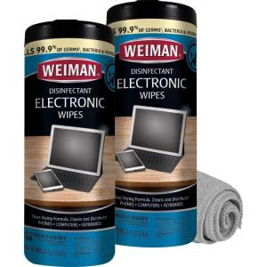 imageWeiman Electronics ampamp Screen Disinfecting Wipes  Safely Clean and Disinfect Your Phone Laptop Keyboard Tablets Lens Wipe Glasses Cleaner 30 Count 2 Pack with MicroFiber Towel20 Count Pack of 3