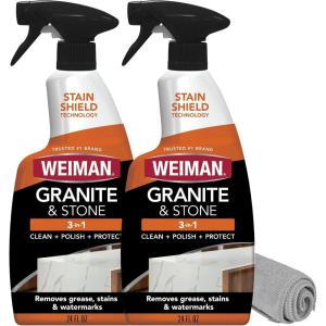 imageWeiman Granite Cleaner Polish and Protect Streak Free pH Neutral Formula for Daily Use on Interior ampamp Exterior Natural Stone with Microfiber Towel 3 in 12 Pack