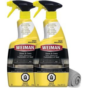 imageWeiman Heavy Duty Stove and Oven Cleaner and Degreaser for Glass Ceramic Cooktops BBQ grill grates  2 Pack 24 Oz wMicroFiber Towel16 Fl Oz Pack of 3