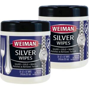 imageWeiman Jewelry Polish Cleaner Tarnish Remover Wipes  40 Count  Use on Silver Jewelry Antique Silver Gold Brass Copper and Aluminum40 Count