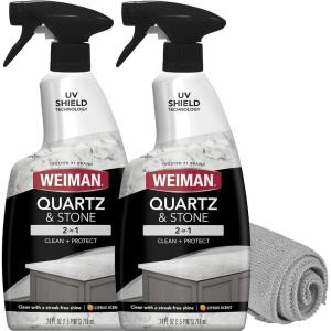 imageWeiman Quartz Countertop Cleaner and Polish  Clean and Shine Your Countertops Islands and Stone Surfaces with UV Protection 24 Ounce with MicroFiber Towel 2 Pack