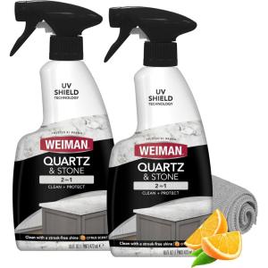 imageWeiman Quartz Countertop Cleaner and Polish 2 Pack wMicro Towel Clean and Shine Your Quartz Countertops Islands and Stone Surfaces with Ultra Violet Protection