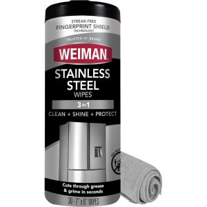 imageWeiman Stainless Steel Cleaner 30 Count Cleaning Wipes Removes Dirt Grime and Grease No Streaks or Residue Stainless Steel Polish for a Sparkling Clean and Shiny Surface Cleaning Supplies30 Count Kit