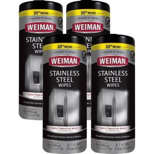 imageWeiman Stainless Steel Cleaner 30 Count Cleaning Wipes Removes Dirt Grime and Grease No Streaks or Residue Stainless Steel Polish for a Sparkling Clean and Shiny Surface Cleaning Supplies30 Count Pack of 4
