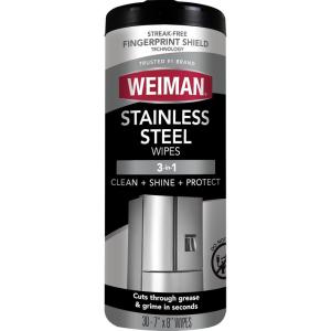 imageWeiman Stainless Steel Cleaner 30 Count Cleaning Wipes Removes Dirt Grime and Grease No Streaks or Residue Stainless Steel Polish for a Sparkling Clean and Shiny Surface Cleaning Supplies30 Count Pack of 1
