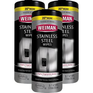 imageWeiman Stainless Steel Cleaner 30 Count Cleaning Wipes Removes Dirt Grime and Grease No Streaks or Residue Stainless Steel Polish for a Sparkling Clean and Shiny Surface Cleaning Supplies30 Count Pack of 3