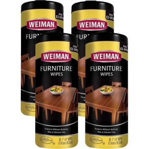 imageWeiman Wood Cleaner and Polish Wipes  Clean Polish ampamp Protect Wood Furniture 30 Count30 Count Pack of 4