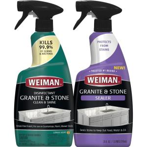 imageWeiman Disinfecting Granite ampamp Stone Daily Cleaner and Sealer Kit  For Granite Marble Quartz Quartzite Slate  24 oz Daily Kitchen Countertop Cleaner 24 oz Granite ampamp Stone SealerGranite Kit 1