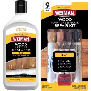 imageWeiman Wood Restore and Repair Kit Wood Floor Scratch Repair Furniture Markers Touch Up Cabinet Cleaner Removes Dirt amp Reduces Scratches Safe for Table Desk amp Chair UV Shield Technology